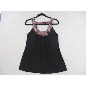 I.N. San Francisco Womens Black Sleeveless Tank Top With Geometric Detail Size L
